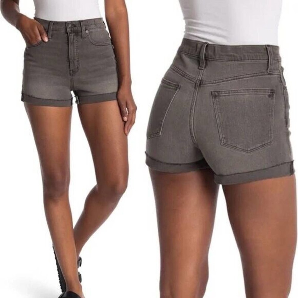 Madewell Womens Size 27 High Rise Cuffed Denim Shorts in Slater Wash (Gray)